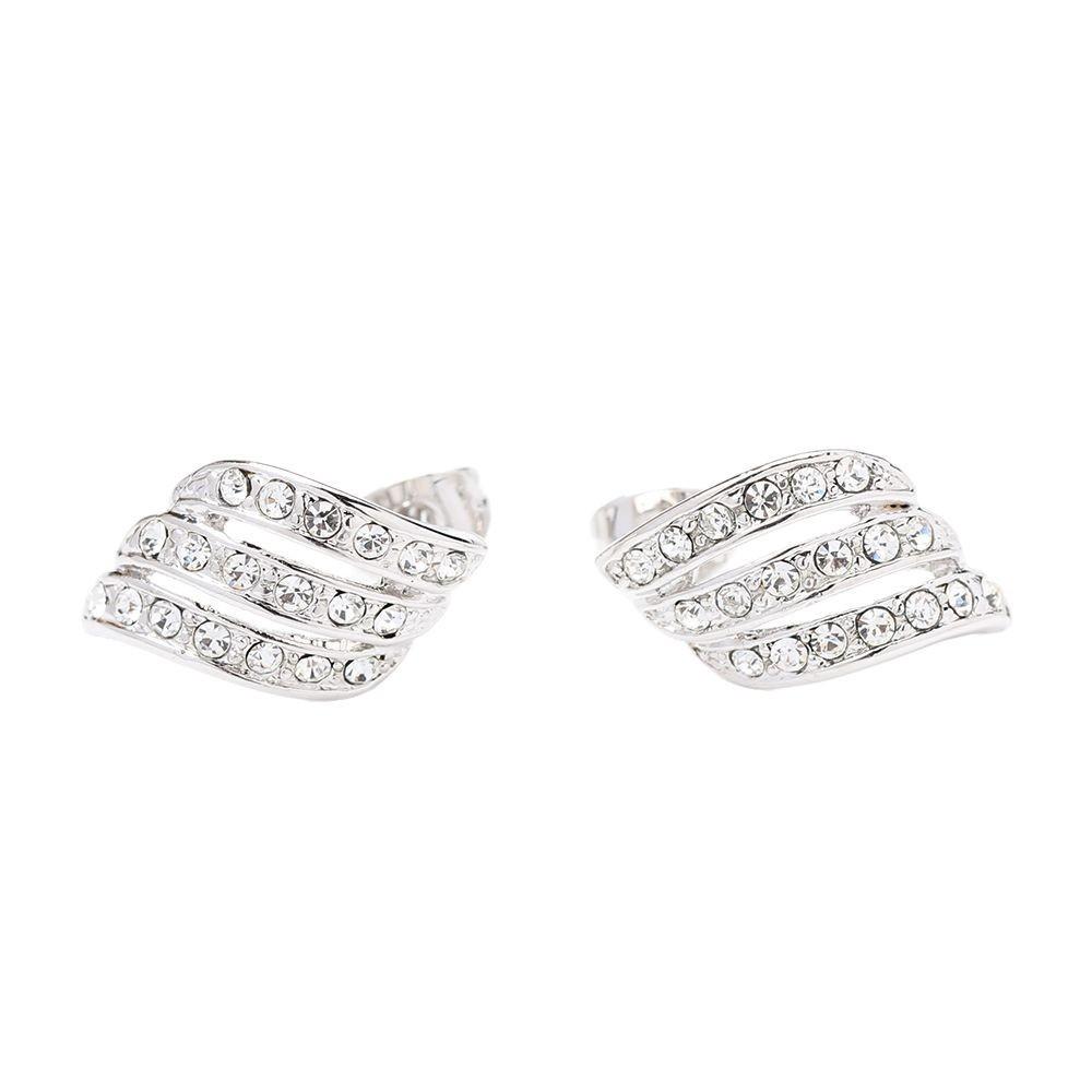 Classic Simple and Versatile Diamond-encrusted Gold and Silver Feather Earrings 925 Silver Needle Earrings Without Ear Piercings, Ear Clips, Earrings