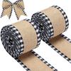 Set of 2 Christmas Wired Edge Buffalo Plaid Burlap Ribbons 5 5 Meters Each for Holiday Crafts and Wrapping Projects
