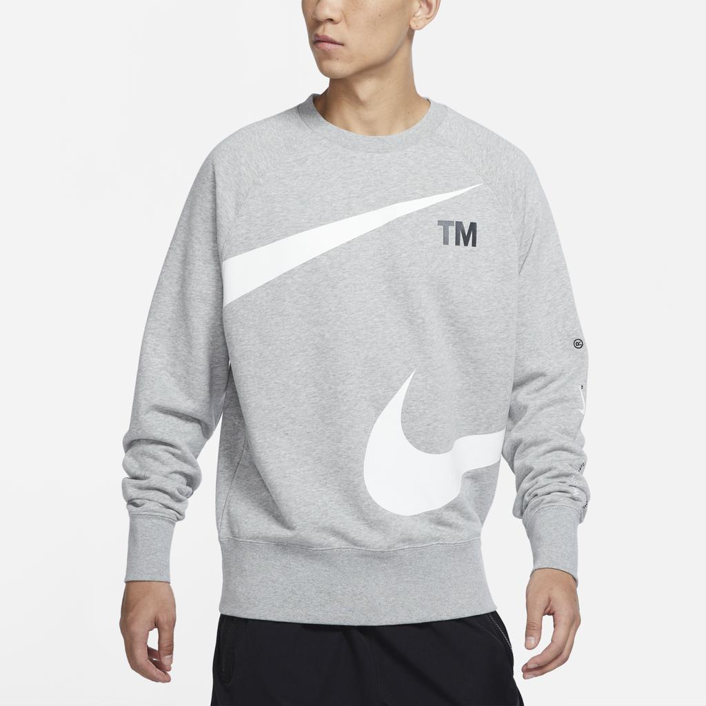 Nike Swoosh Large Logo Print Knit Pullover Sweatshirt Men Tops Grey DD6097-063