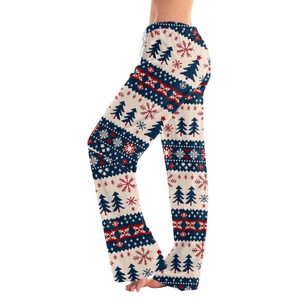 Womens Pajama Pants Sleepwear Casual Drawstring Elastic Waist Pants Comfy Straight Yoga Loose Trousers