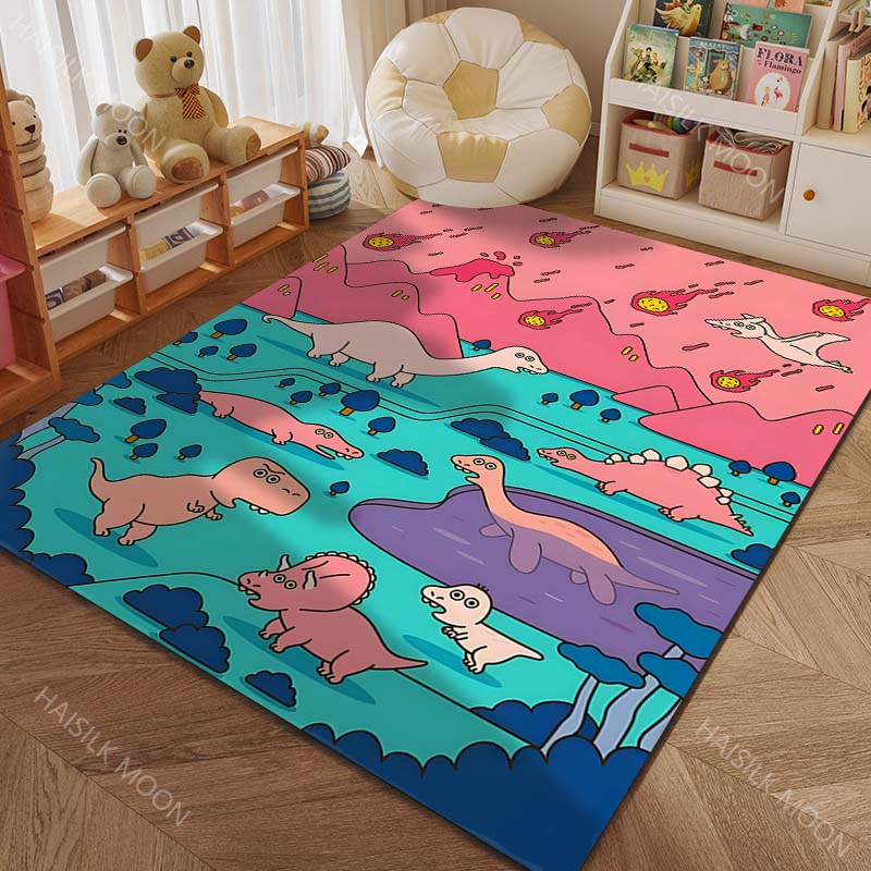 Cute Dinosaur World Cartoon Print Carpet for Living Room Bedroom Sofa Doormat Home Decor Area Rug Non-slip Floor Mat for Gifts