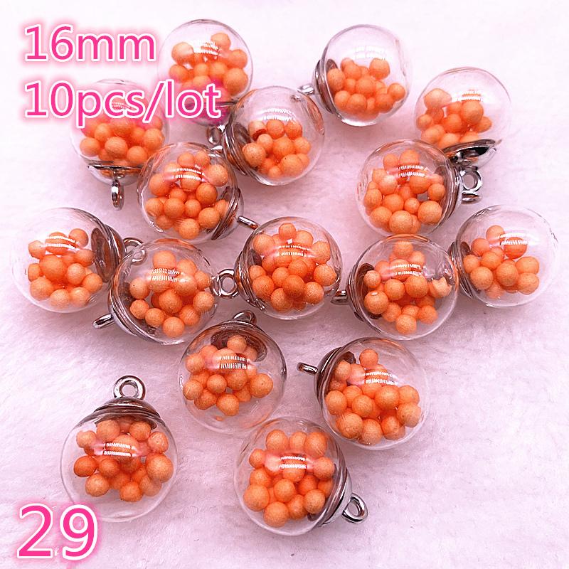 New 16mm Colorful Transparent Ball Glass Star/Round Charms Pendant Find Hair Accessories Jewelry Charms Earring