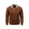 Long Sleeved Lapel Button Men's Casual Top Polo Shirt