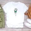 Trendy short-sleeve T-shirt with stylish prints, perfect for women's summer wear.