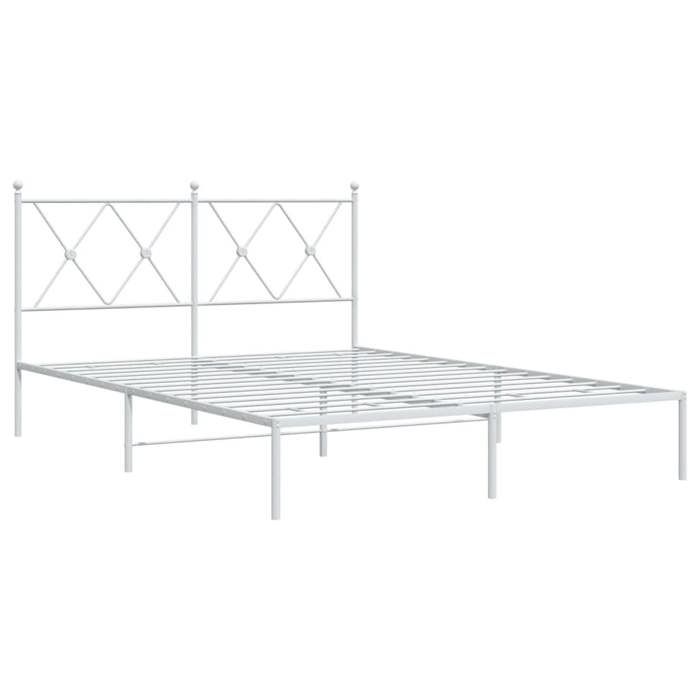 VidaXL Cadre de lit métal sans matelas et tête de lit blanc 135x190 cm 376550