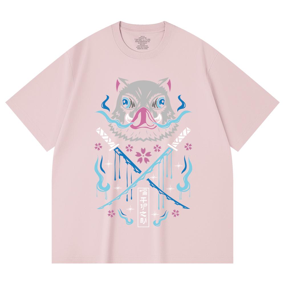 230 g/m² 100% Baumwolle Demon Slayer V97 Inosuke Aufdruck Unisex Schweres Baumwoll-T-Shirt