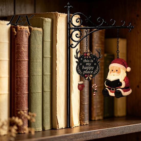 Hanging Night Lamp for Shelf 2PCS Christmas Bookshelf Lamp, Resin Santa Claus Elk Snowman Festive Atmosphere Table Light, Multi-Color Lighting