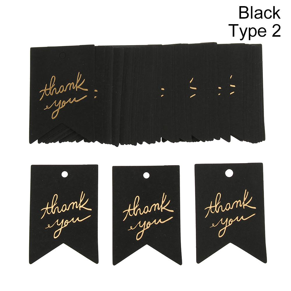 50PCS Gold Stamping Paper Gift Tags Thank You Hang Label Christmas Box Decor Black Red White Birthday Party Supplies DIY Access