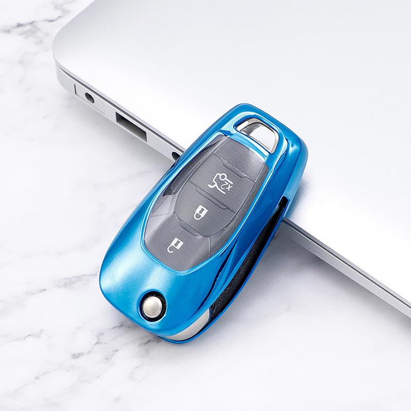 Soft TPU Car Folding Key Case Cover Shell Keychain for Chevrolet Cruze Spark Sonic Camaro Volt Bolt Trax Malibu Key Protector