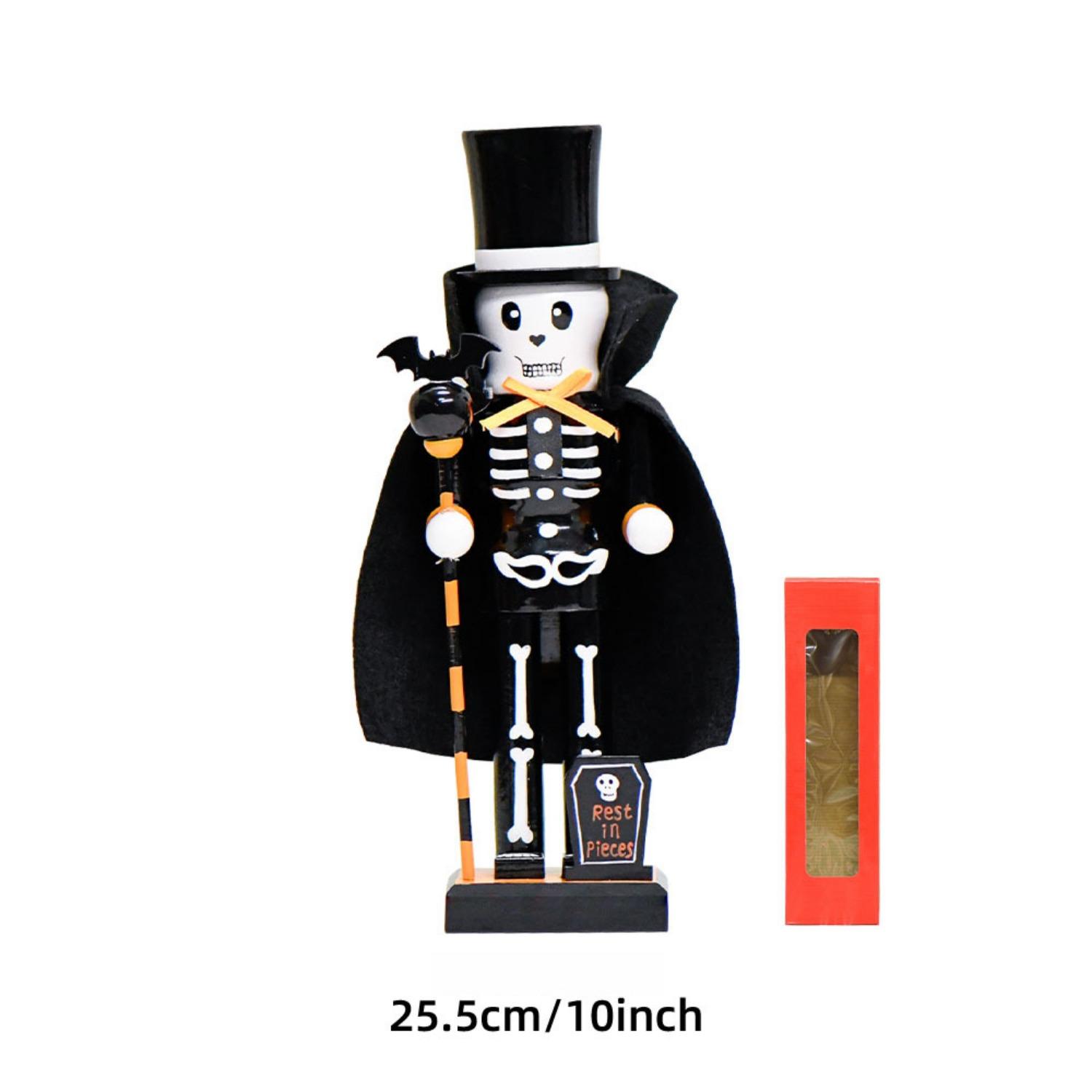 

Halloween Nutcracker Party Wooden Skeleton Pumpkin Witch Black Cat Nutcracker Figures Decor for Holiday Tables Desktop Fireplace