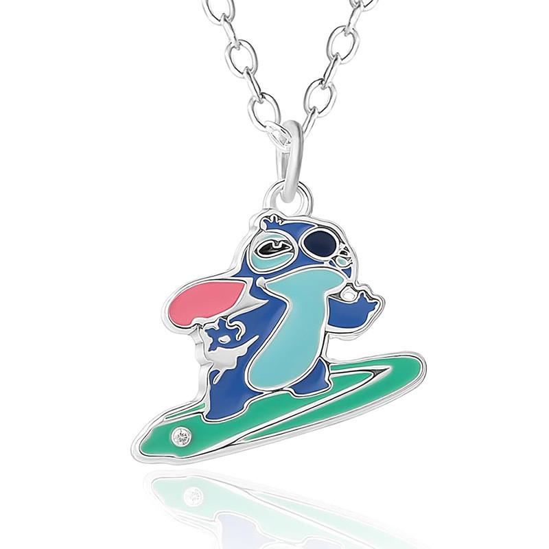 Adorable Cartoon Stitch Character Necklace Stylish Alloy Design For Unisex Wear