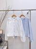 Women Spring and Autumn Sweet Bow Tied Puff Sleeve Shirt Top Short Sweet Shirt