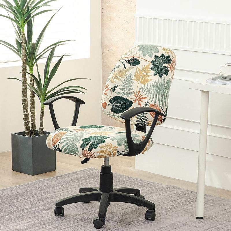 Computer Chair Printed Split Cover Elastic Office Armchair Dust-Proof Seat Cover Universal Study Swivel Chair Protective Case
