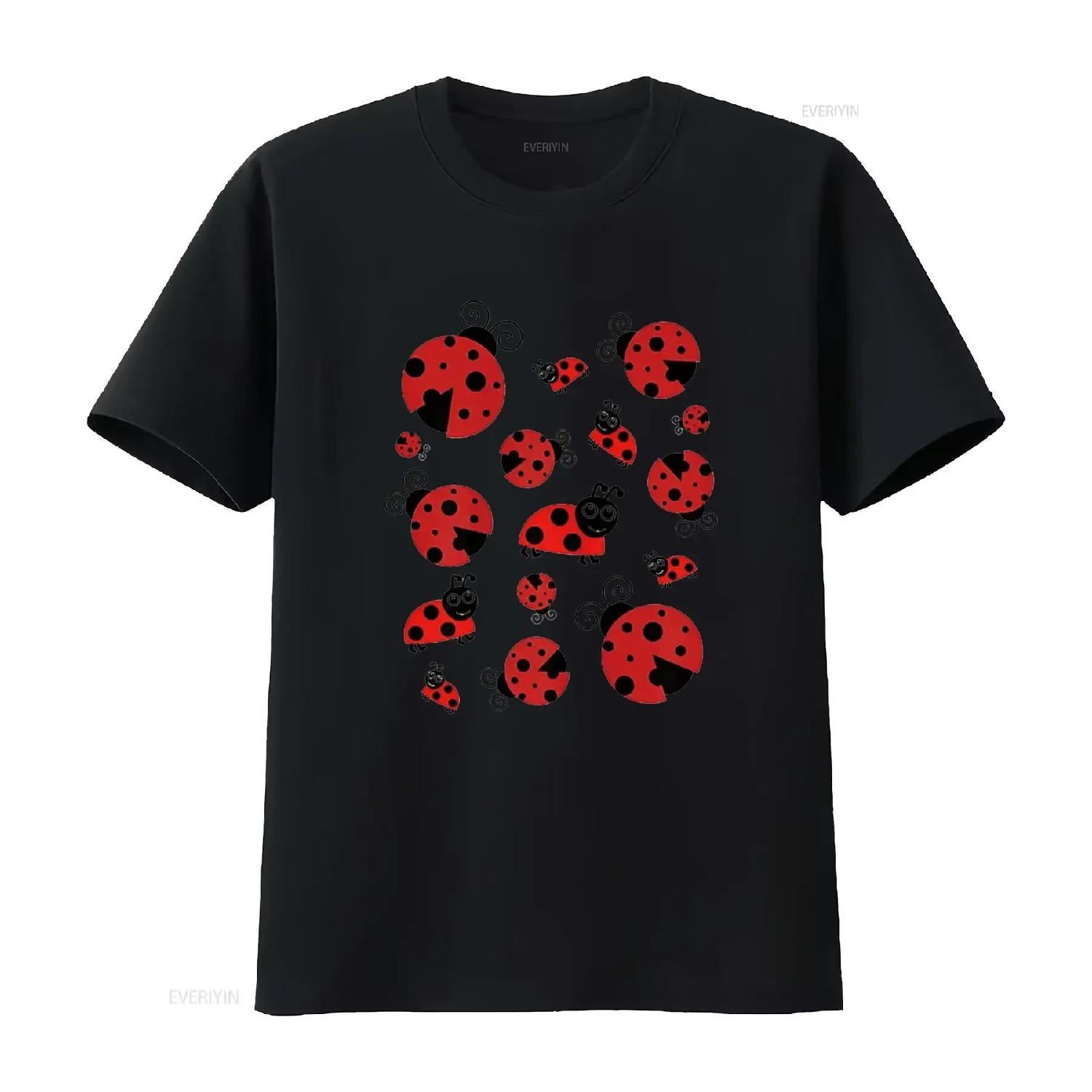 

Adorable Ladybugs Everywhere T shirt vintage Washed Stylish Versatile designer clothes Top For Everyday Wear Unisex Soft XXXXXL чорний