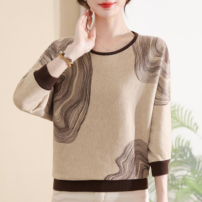 

New Summer Arrival: Women s Knitted Sweater - Stylish Round Neck, Three-Quarter Sleeve, Ideal for Middle-Aged & Elderly for Spring/Summer. XL (Recommended 90-105 jin)