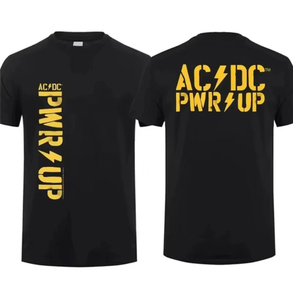 2026 Gorąca Wyprzedaż Lato Damska Bawełniana Koszulka Legendarnego Zespołu AC Power Up DC Czarna Męska Koszulka z Krótkim Rękawem Cool Hip Hop Streetwear T-shirt