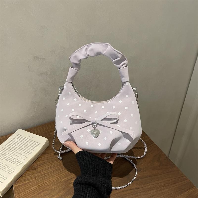 Bags Women's Polka Dot Bow Shoulder Bag Chain Crossbody Cloud Bag