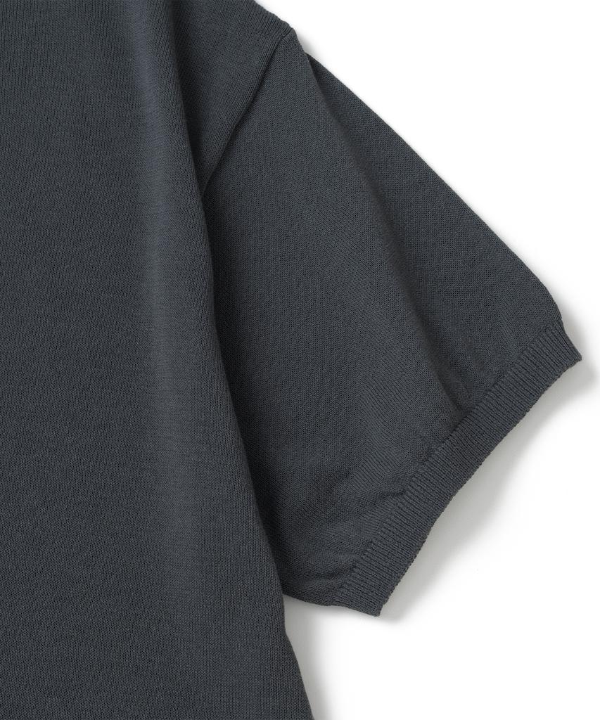 KNITTED Shellon Cooling Single Crop Henley Neck Knit Charcoal