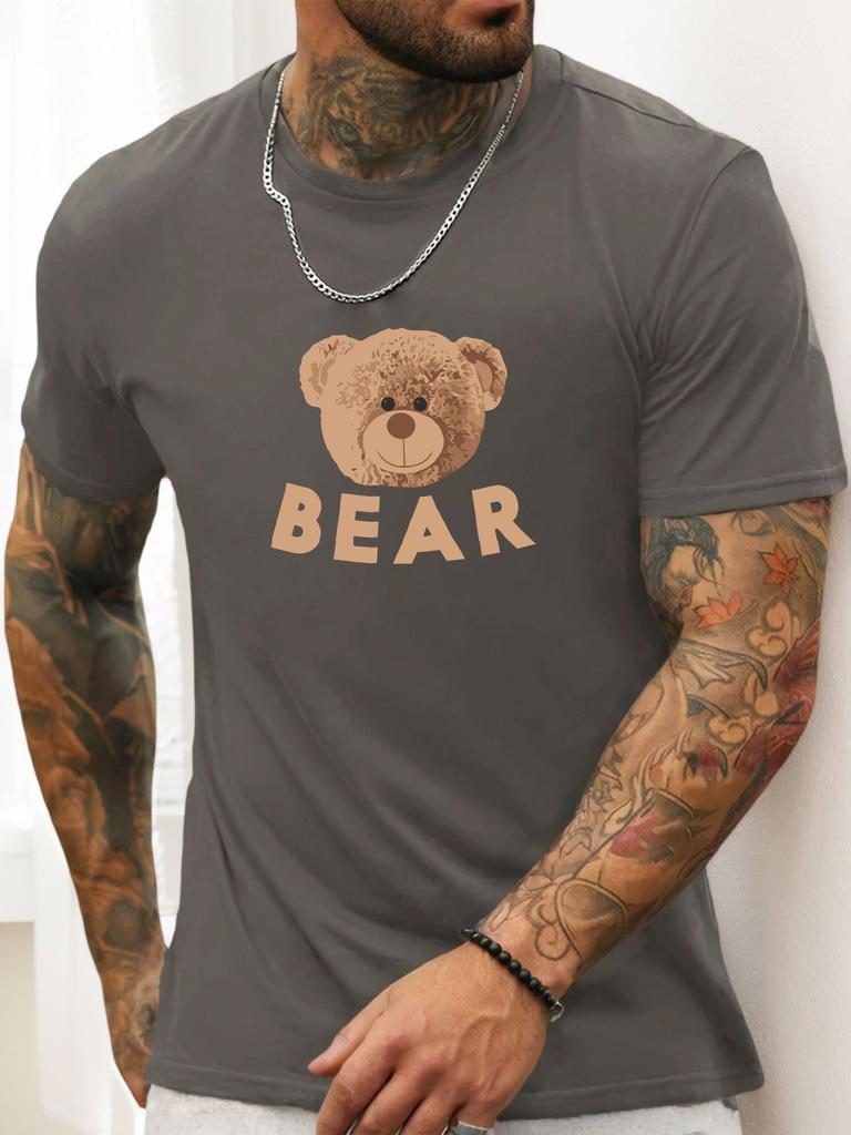 Short Sleeve TShirt Little Bear Mens 100 Cotton Pattern Printed Shirt Summer Round Neck Breathable Casual Fashion Cool Tee