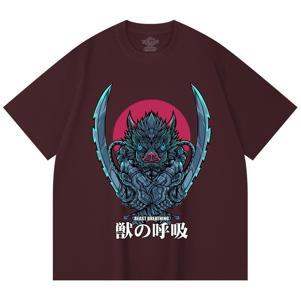 

230 Gsm 100% Cotton Demon Slayer V29 Inosuke Print Unisex Heavy Cotton T Shirt 2XL