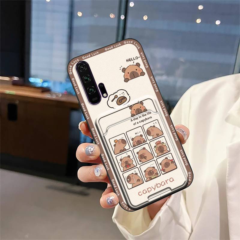 Protective Card Bag Phone Case For Huawei Honor 20 Pro Fashion Design Durable Cover Card Slot Waterproof Cartoon Cute