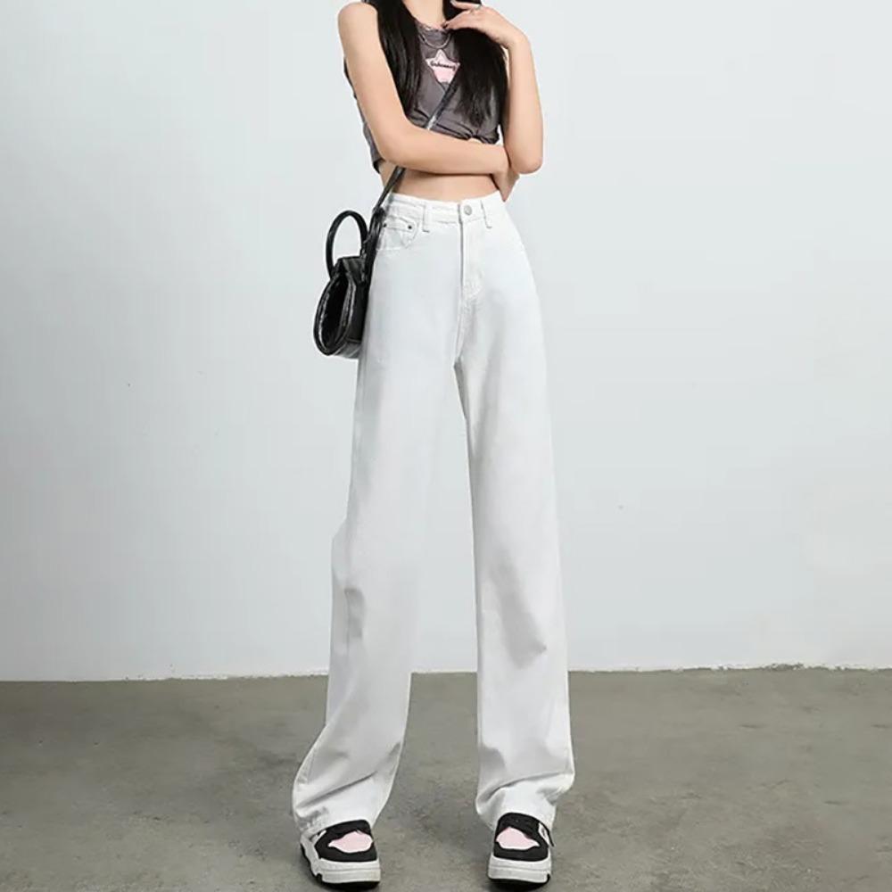 Versatile Thin Fashion Jeans Women's Summer New Narrow Version Wide Legs Small Loose Straight Mopping