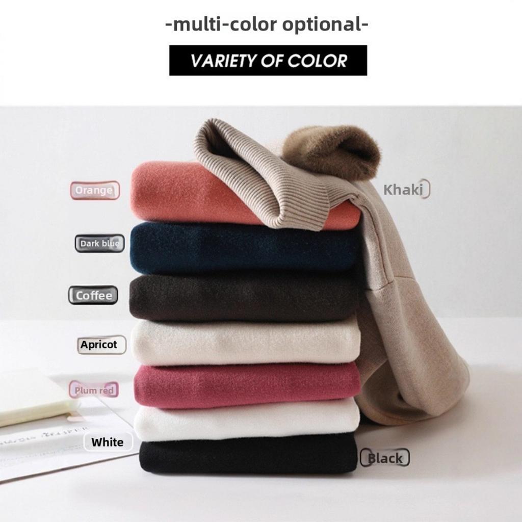 Samtstoff One Piece, Pullover mit hohem Kragen für Damen im Herbst und Winter, mit verdicktem Samtfutter und einem Strickpullover als Basis