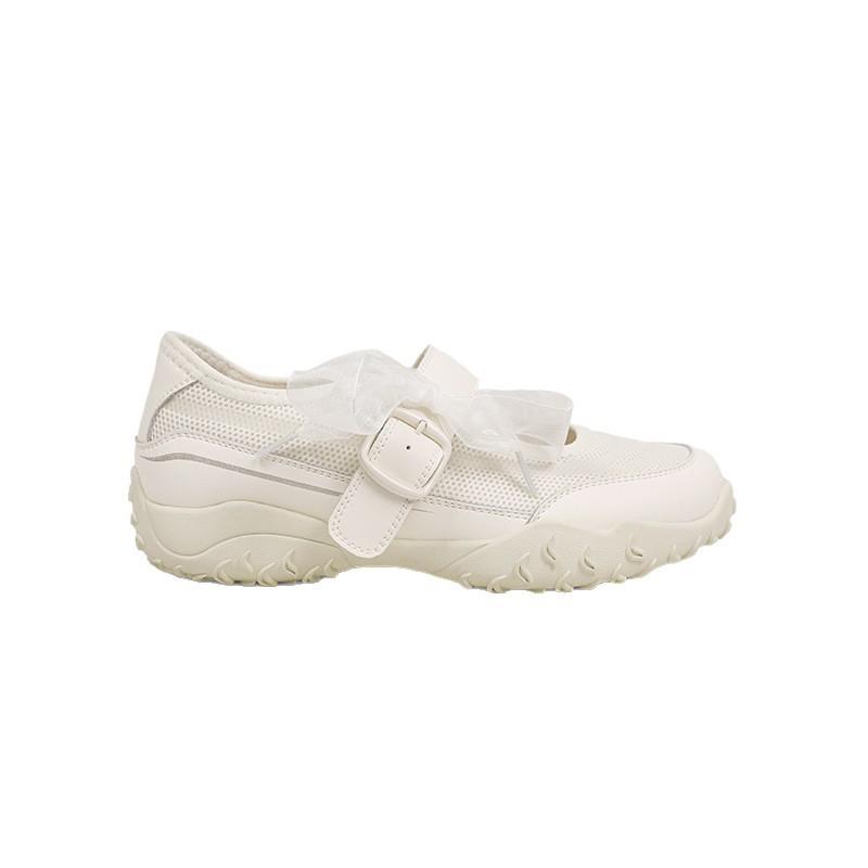 Sheepskin sports ballet Mary Jane women's shoes 2025 summer new thick-soled casual versatile flat-soled buckle women's shoes