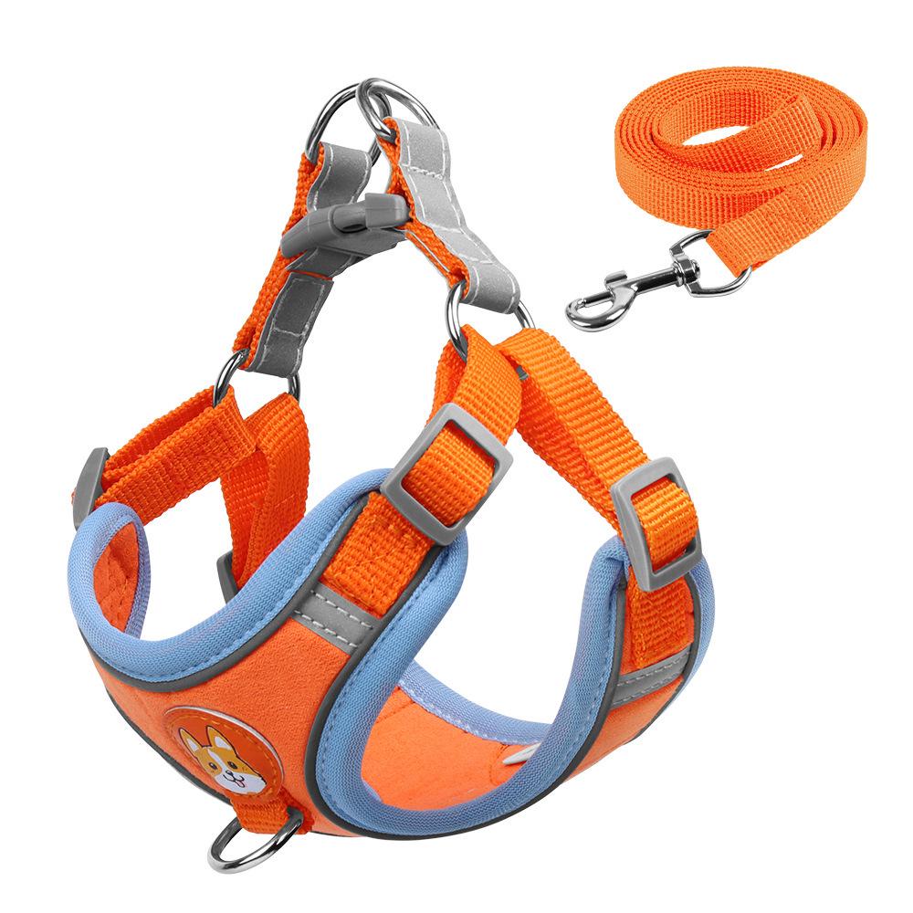 Reflective Vest-Style Dog Harness & Leash for Small Breeds