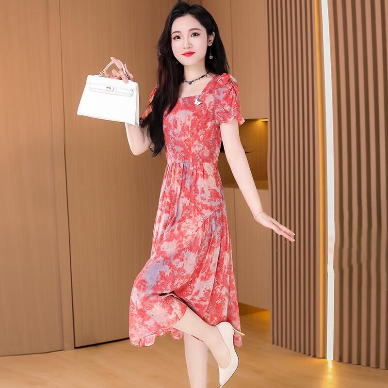 Элегантное летнее платье-миди А-силуэта с принтом XL
