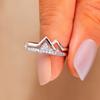 Huitan Creative Mountain Shaped Finger Ring Women Shiny Cubic Zirconia Exquisite Female Rings Party Daily Wear Statement Jewelry