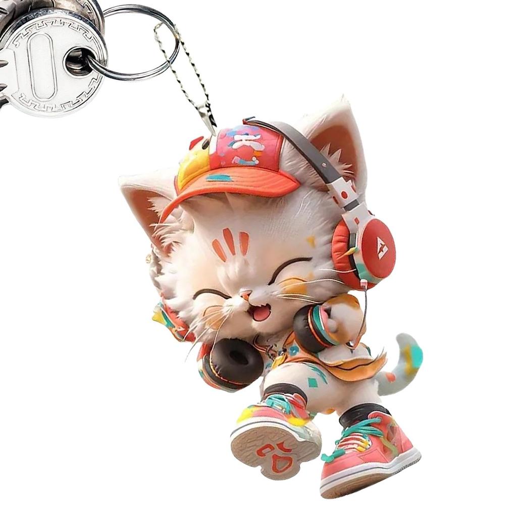 2D Acrylic Animal Charms - Acrylic Cat Car Pendant I Car Charm Kitten Wearing