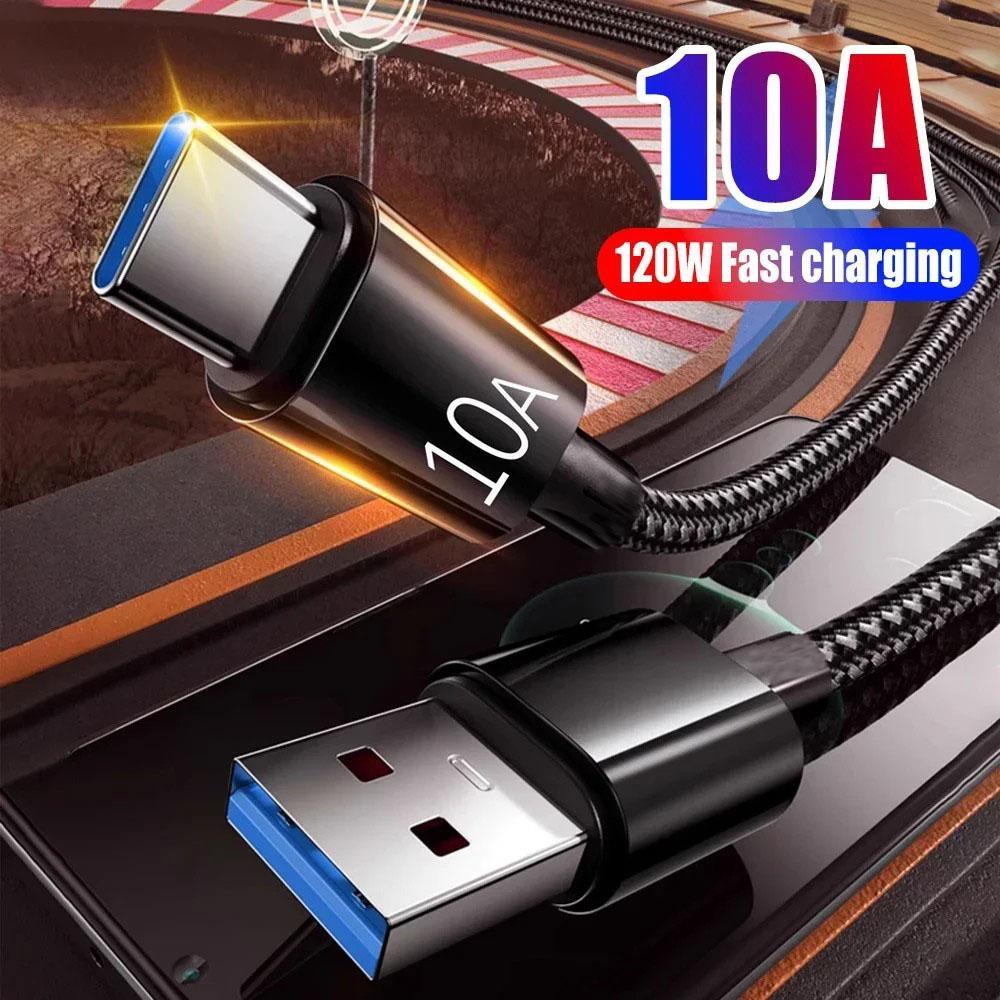 120W 10A Fast Charge USB Type C Cable For Xiaomi Redmi Note 14 Fast Charging Cable For Samsung Huawei Honor Oneplus POCO OPPO