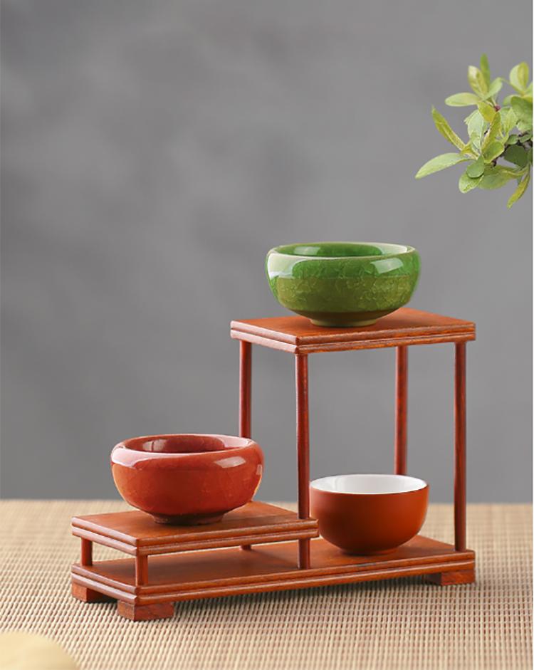 Solid Wood Tea Cup Rack, Chinese Tea Cake Storage Box, Table Shelf, Pu'er Tea Pot Stove, Cooking Accessories