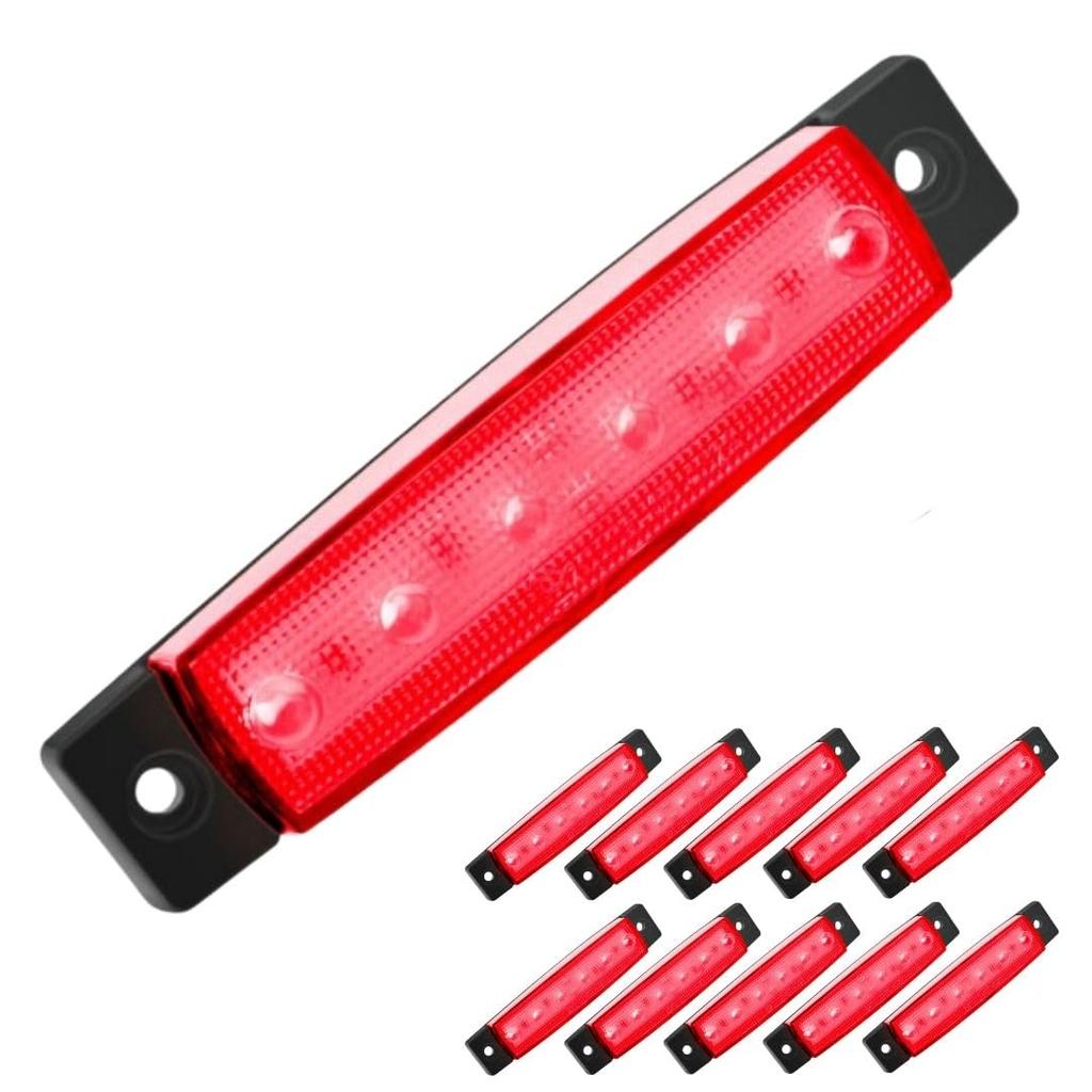 Solvanta Side Marker for x 2cm x 1cm LEDs, 6-LED, Trucks, 24V, Universal, 10-Pack, Red, 9.6cm (W) (D) (H)