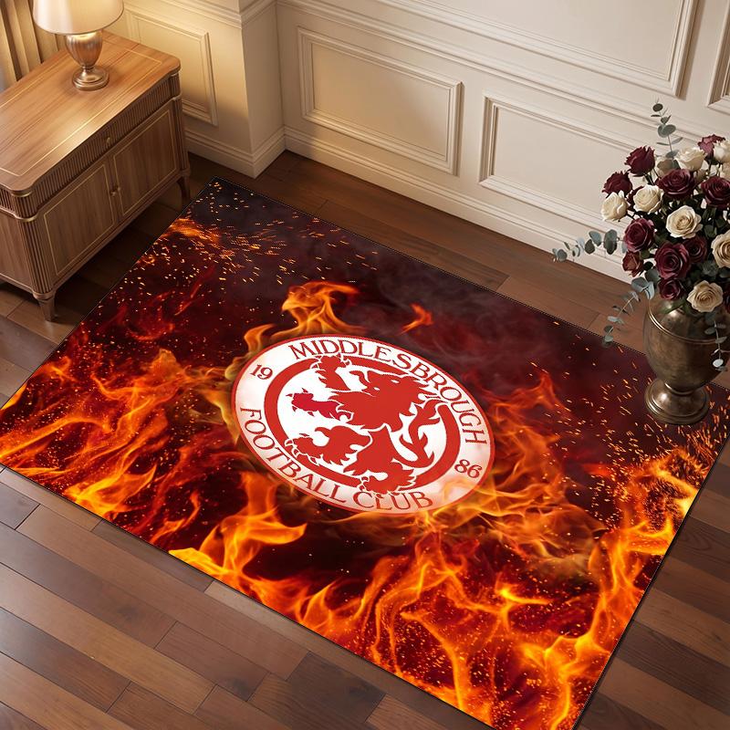 Tappeto in Velluto di Cristallo con Stampa del Middlesbrough Football Club, Comodo Assorbente d'Acqua Antiscivolo Tappeto per Pavimenti Interni