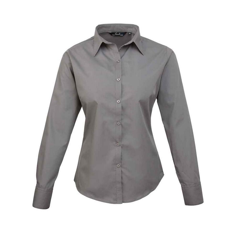 Premier Womens/Ladies Poplin Long-Sleeved Blouse
