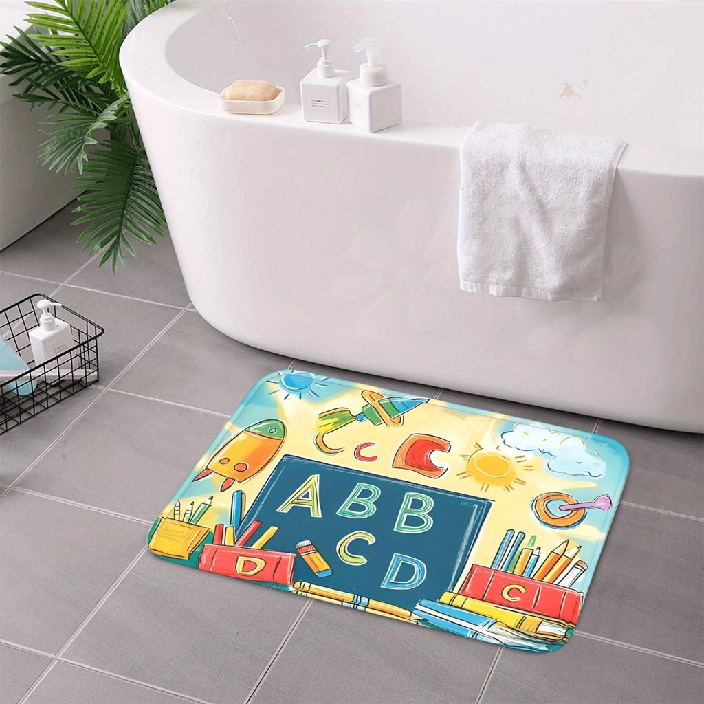 1PC A B C D Pattern Kitchen Rug Non-Slip Door Mat Pop Design Bathroom Rug Bath Mat Carpet for Home Sink Laundry Decoreeree