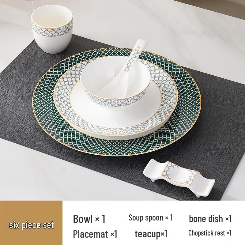 

Green Blossom Bone China 6-Piece Dinner Set
