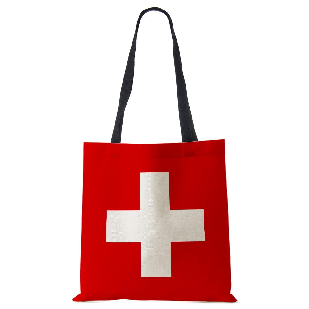 World Cup Flag Women Handbag Linen Totes Casual Traveling Beach Gift Bags CLE