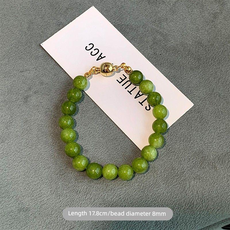 

Green Green Grape Bracelet Female Niche Style Natural Agate Bead Bracelet Fancy New Chinese Style round Beads Hand Jewelry 8mm bracelet a ~