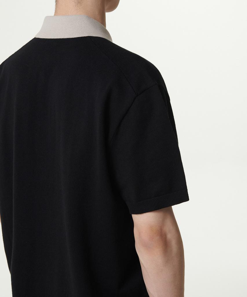 Musinsa Standard Contrast Collar Knitted Polo Shirt [Black]