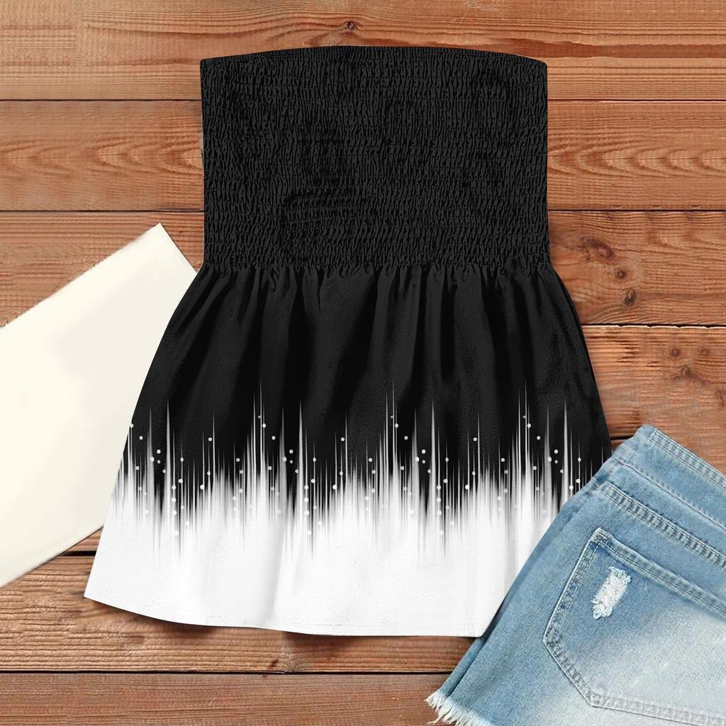 Tube-Tops für Damen, süßes, sexy, schulterfreies, ärmelloses T-Shirt mit Aufdruck