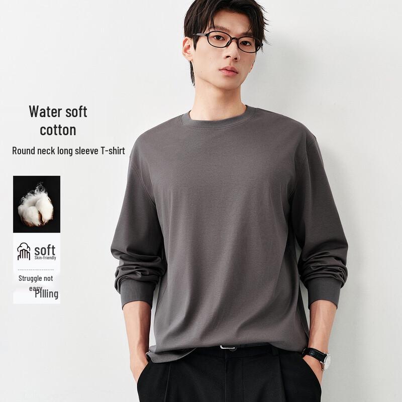 Men's Premium 50S Cotton Crew Neck Long-Sleeve T-Shirt