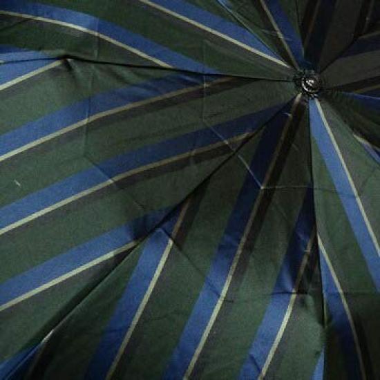 Makita Shoten Folding Mini Umbrella Striped Front x Solid Premium Koshu Made in 7193 Men's "Tie" (Tie) Green/Navy Back, Weave, Japan,