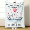 Romantic Swan Flannel Blanket-"You Are My Swan" Love Gift for Wife/Mom, Lightweight Heart Print Blanket, Perfect for All Seasons