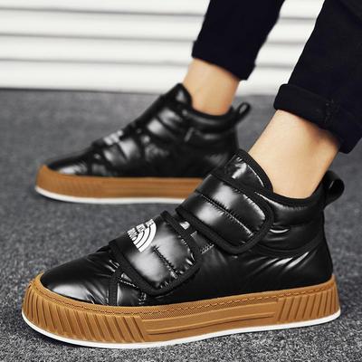 Moda Inverno Botas de Cano Alto de Algodão Para Homens Ao Ar Livre Antiderrapante Casual Pelúcia Quente Botas de Neve Fundo Biqueira Larga Resistente ao Desgaste Sapato Masculino