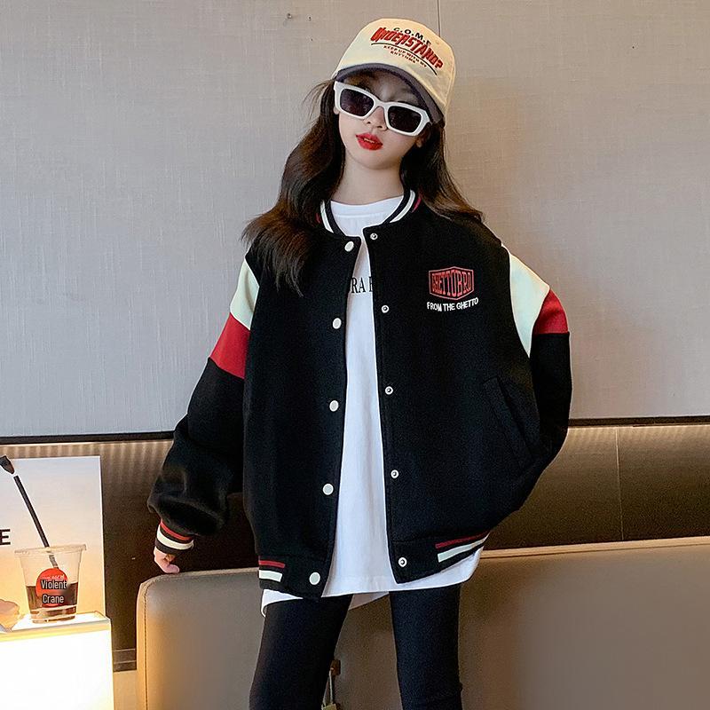 Girls' Fashionable Baseball Jacket - Autumn 2025 Collection: Stylish Children's Spring/Autumn Outerwear for Big Kids