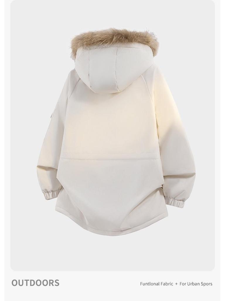 Parka d'hiver haut de gamme unisexe avec capuche et col en fourrure – Veste de ski style montagne trois-proofs