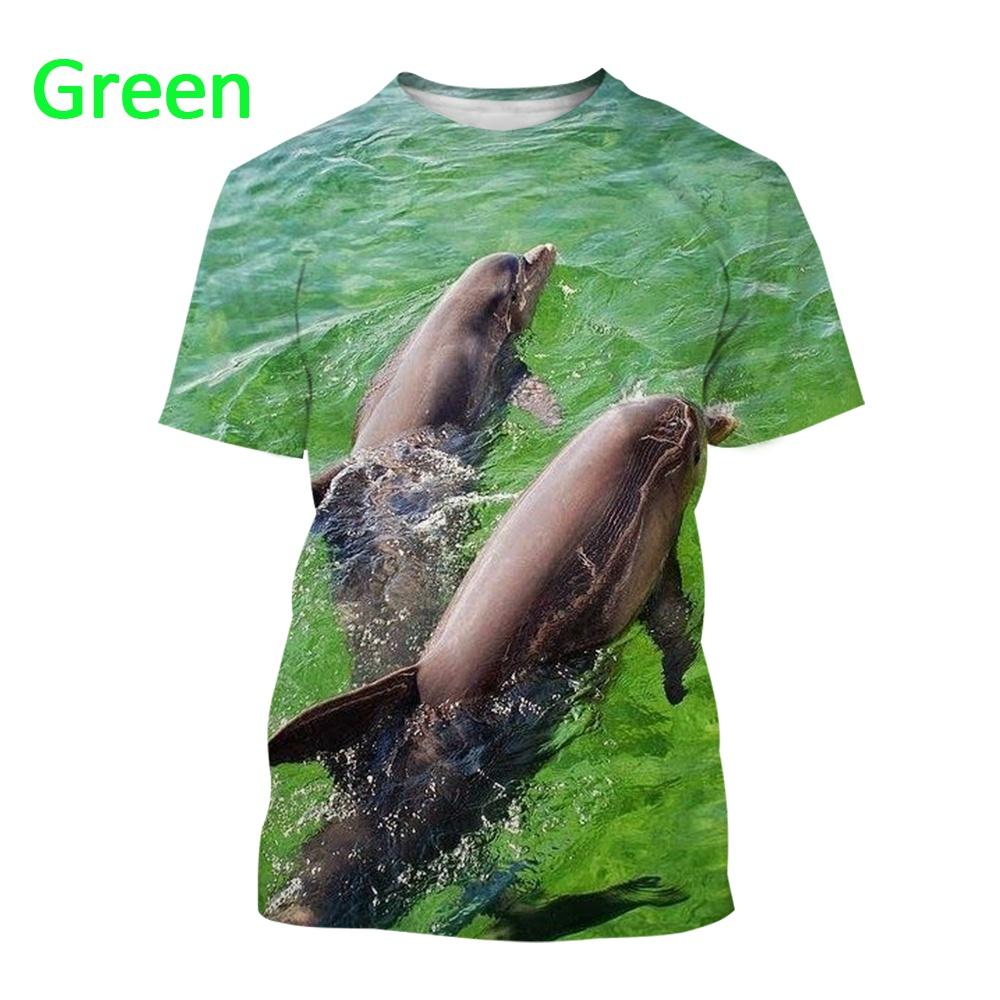 Hot 3d Dolphins Animal Prints for Men and Women Summer T-shirt Personality Cute Trend Round Neck T-shirt